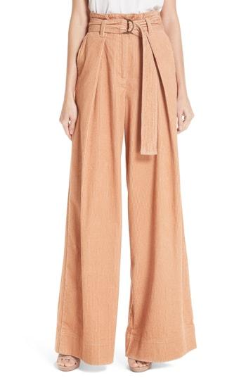 Women's Ulla Johnson Rhodes Paperbag Waist Corduroy Trousers - Brown
