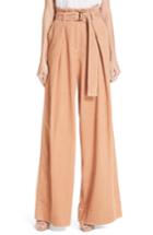 Women's Ulla Johnson Rhodes Paperbag Waist Corduroy Trousers - Brown