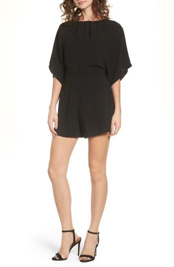 Women's Lost Ink Button Back Romper, Size - Black