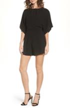 Women's Lost Ink Button Back Romper, Size - Black