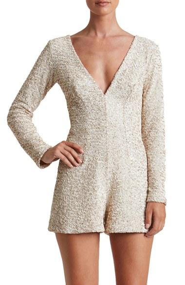 Women's Dress The Population Bianca Sequin Romper - White