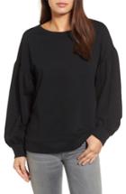 Petite Women's Halogen Blouson Sleeve Sweatshirt, Size P - Black