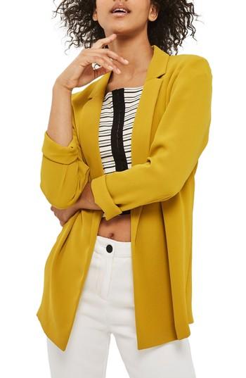 Women's Topshop Chuck On Blazer Us (fits Like 2-4) - Yellow