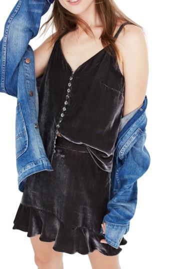 Women's Madewell Velvet Button Camisole - Grey