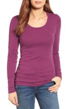 Women's Caslon Long Sleeve Scoop Neck Cotton Tee - Purple