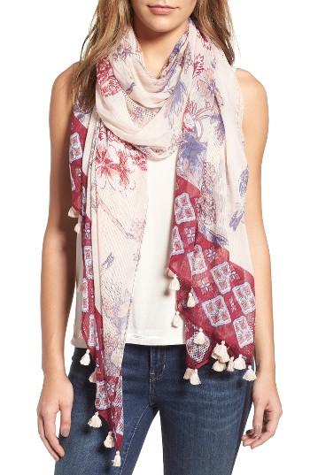 Women's Hinge Flora Bora Tassel Scarf, Size - Pink