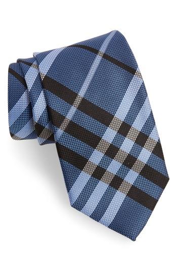 Men's Burberry Check Silk Tie, Size - Blue