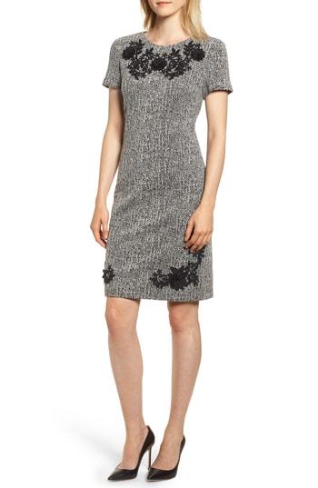 Women's Karl Lagerfeld Paris Tweed Applique Sheath Dress - Black