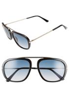 Women's Tom Ford 'johnson' 57mm Sunglasses - Shiny Black/ Gradient Green