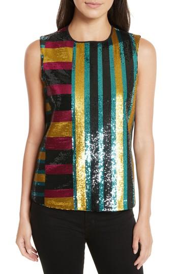 Women's Diane Von Furstenberg Shimmer Sequin Front Shell, Size - Metallic