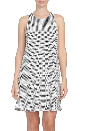 Women's Cece Polka Dot Twist Back Knit Shift Dress - White