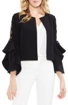 Women's Vince Camuto Lace-up Ruffle Sleeve Jacket - Black