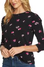 Women's Cece Confetti Ditsy Puffed Sleeve Top - Black