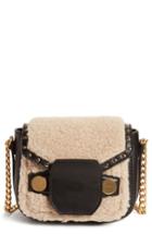 Stella Mccartney Faux Shearling & Leather Crossbody Bag - White