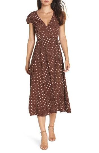Women's Bardot Polka Dot Wrap Dress - Brown