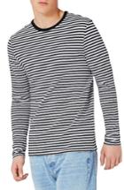 Men's Topman Slim Fit Stripe Long Sleeve T-shirt - Black
