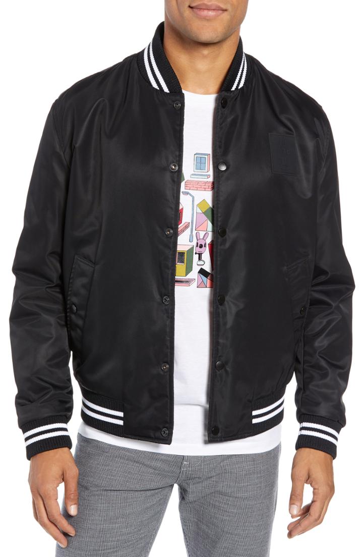 Men's Boss X Jeremyville Ceremy Reversible Varsity Jacket - Black