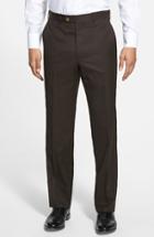 Men's Jb Britches Flat Front Worsted Wool Trousers R - Brown