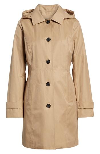 Women's Michael Michael Kors Missy Short Single-breasted Skirted Raincoat - Beige