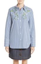 Women's Adam Lippes Floral Embroidered Shirt - Blue
