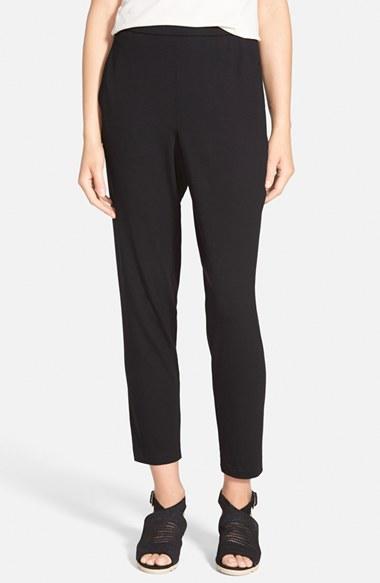Women's Eileen Fisher Slouchy Slim Jersey Ankle Pants - Black