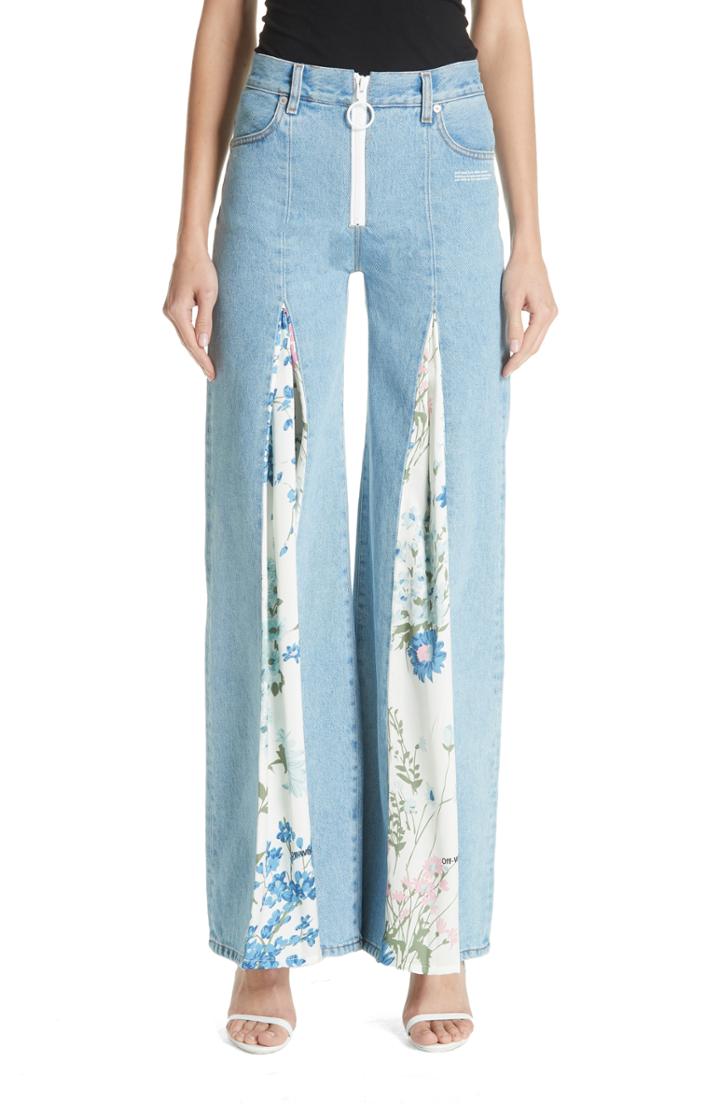 Women's Off-white Central Pleat Jeans - Blue