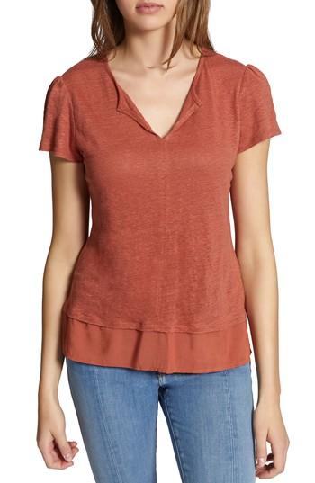 Women's Sanctuary Uptown Tiered Hem Linen Tee - Brown