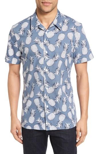 Men's Nordstrom Men's Shop Slim Fit Pineapple Camp Shirt - Blue