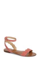 Women's Sole Society 'odette' Scalloped Ankle Strap Flat Sandal M - Pink
