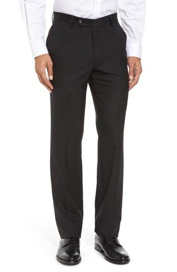 Men's Berle Flat Front Stretch Solid Wool Trousers