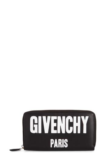 Women's Givenchy Logo Print Zip Around Leather Wallet - Red