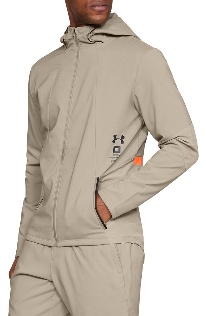 Men's Under Armour Storm Cyclone Water Repellent Hooded Jacket - Beige