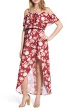 Women's Mimi Chica Cold Shoulder Asymmetrical Maxi Dress - Burgundy