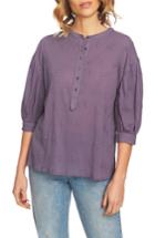 Women's 1.state Embroidered Henley Blouse, Size - Blue