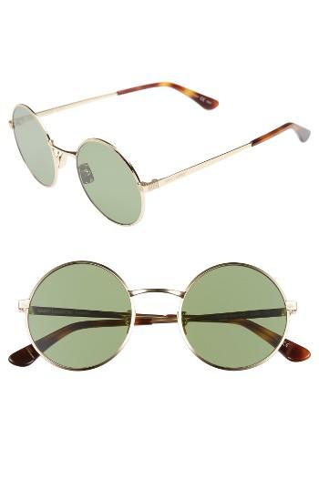 Women's Saint Laurent 52mm Round Sunglasses - Gold/ Grey