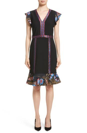 Women's Etro Flutter Sleeve Sheath Dress Us / 38 It - Black