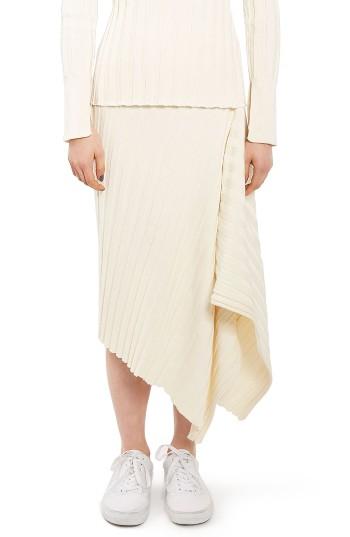 Women's Topshop Boutique Ribbed Drape Skirt Us (fits Like 0) - Ivory