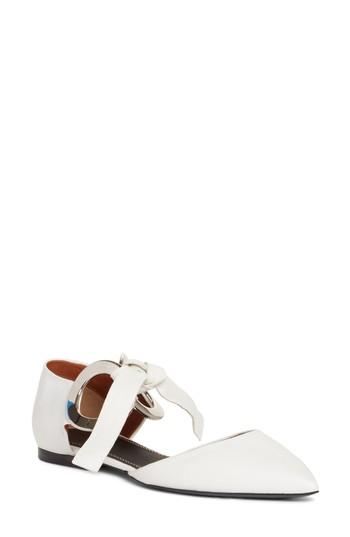 Women's Proenza Schouler Lace-up Pointy Toe Flat .5us / 36.5eu - White