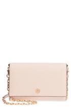 Women's Tory Burch Robinson Leather Wallet On A Chain - Pink