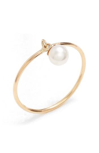 Women's Poppy Finch Dangling Pearl Charm Ring
