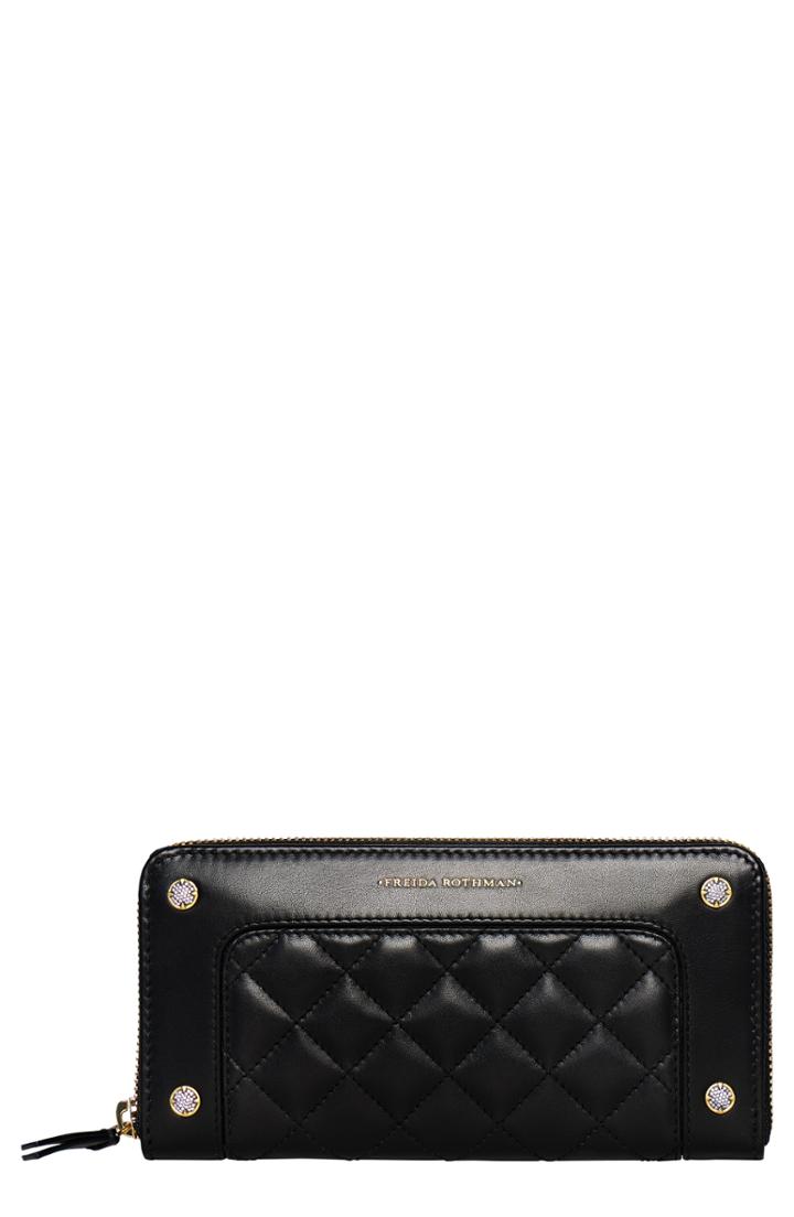 Women's Freida Rothman Quilted Leather Zip Around Wallet -