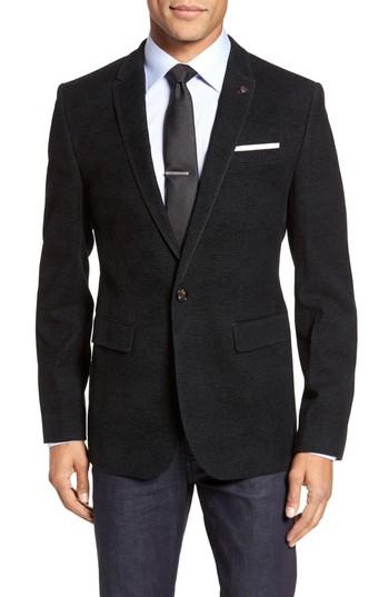 Men's Ted Baker London Exhaust Slim Fit Velvet Flocked Blazer (m) - Black