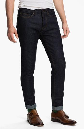 Topman 'dexter' Skinny Fit Stretch Jeans (dark Blue) Dark