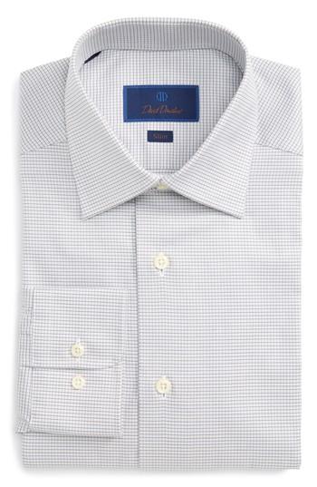 Men's David Donahue Slim Fit Check Dress Shirt .5 34/35 - Grey
