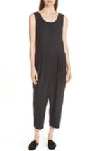 Women's Eileen Fisher Scoop Neck Organic Cotton Jumpsuit, Size - Black