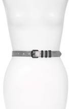 Women's Rebecca Minkoff Smooth Or Shimmer Metallic Leather Belt - Metallic Silver / Gunmetal