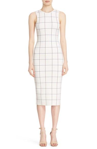 Women's Victoria Beckham Intarsia Check Sheath Dress