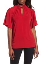 Women's Michael Michael Kors Grommet Neck Shirred Top - Red