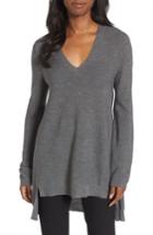 Petite Women's Eileen Fisher High/low Merino Wool Sweater, Size P - Grey