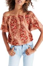 Women's Madewell Paisley Off The Shoulder Silk Blouse - Pink